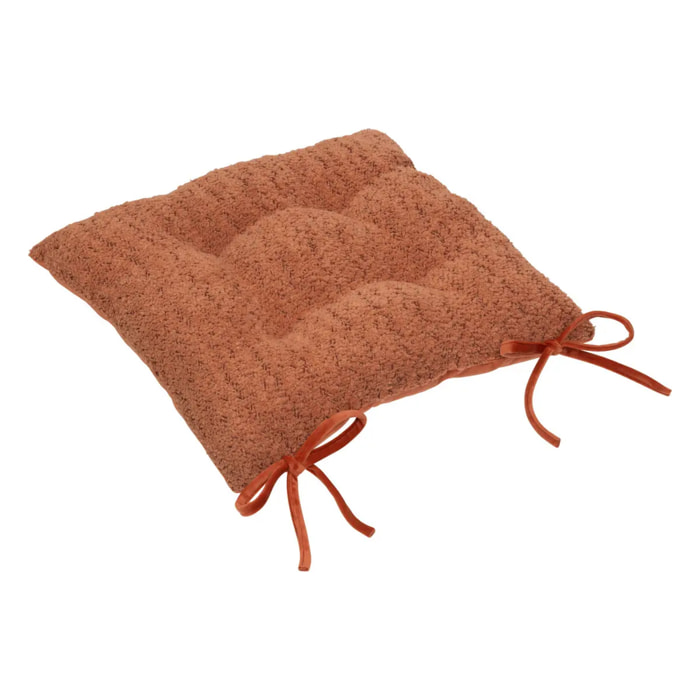 Galette de chaise Soana bouclette terracotta 38x38cm