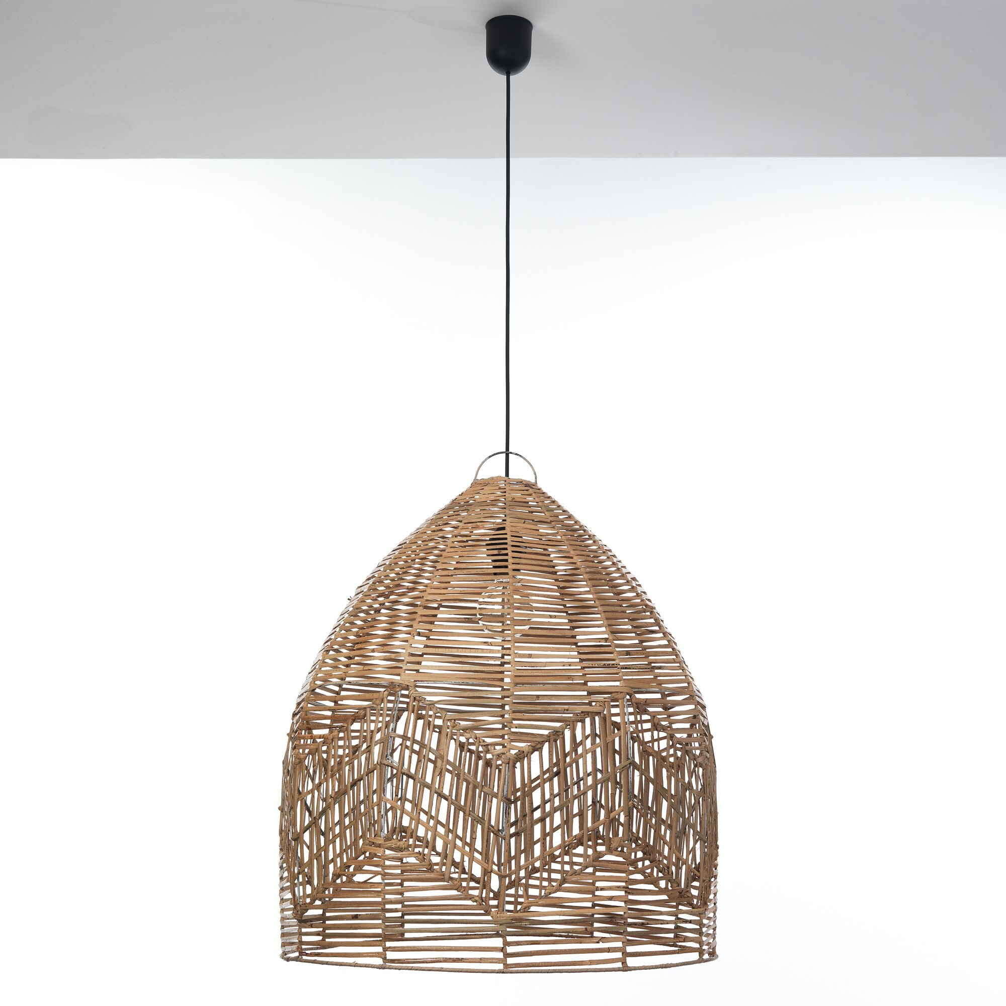 Suspension Tomasucci REETHA LARGE, en rotin, noir, 60 × 60 × 68 cm
