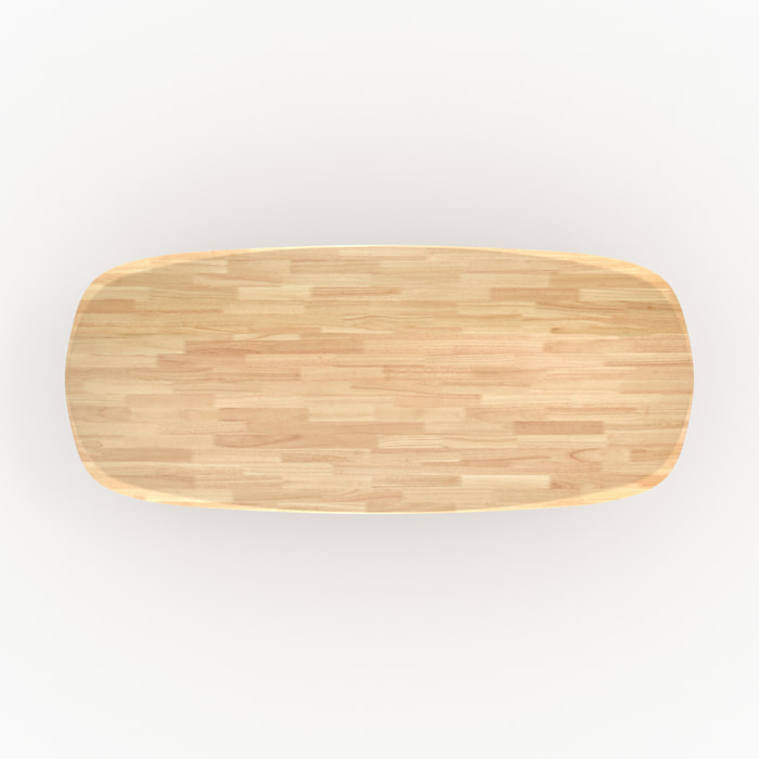 Table rectangulaire en bois d'hévéa massif clair 8 personnes - Merlin
