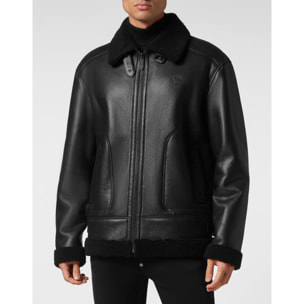 PHILIPP PLEIN Chaqueta de cuero SKULL&BONES
