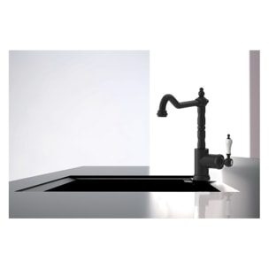 PAINI Mitigeur cuisine Duomo Bec haut noir mat brosse