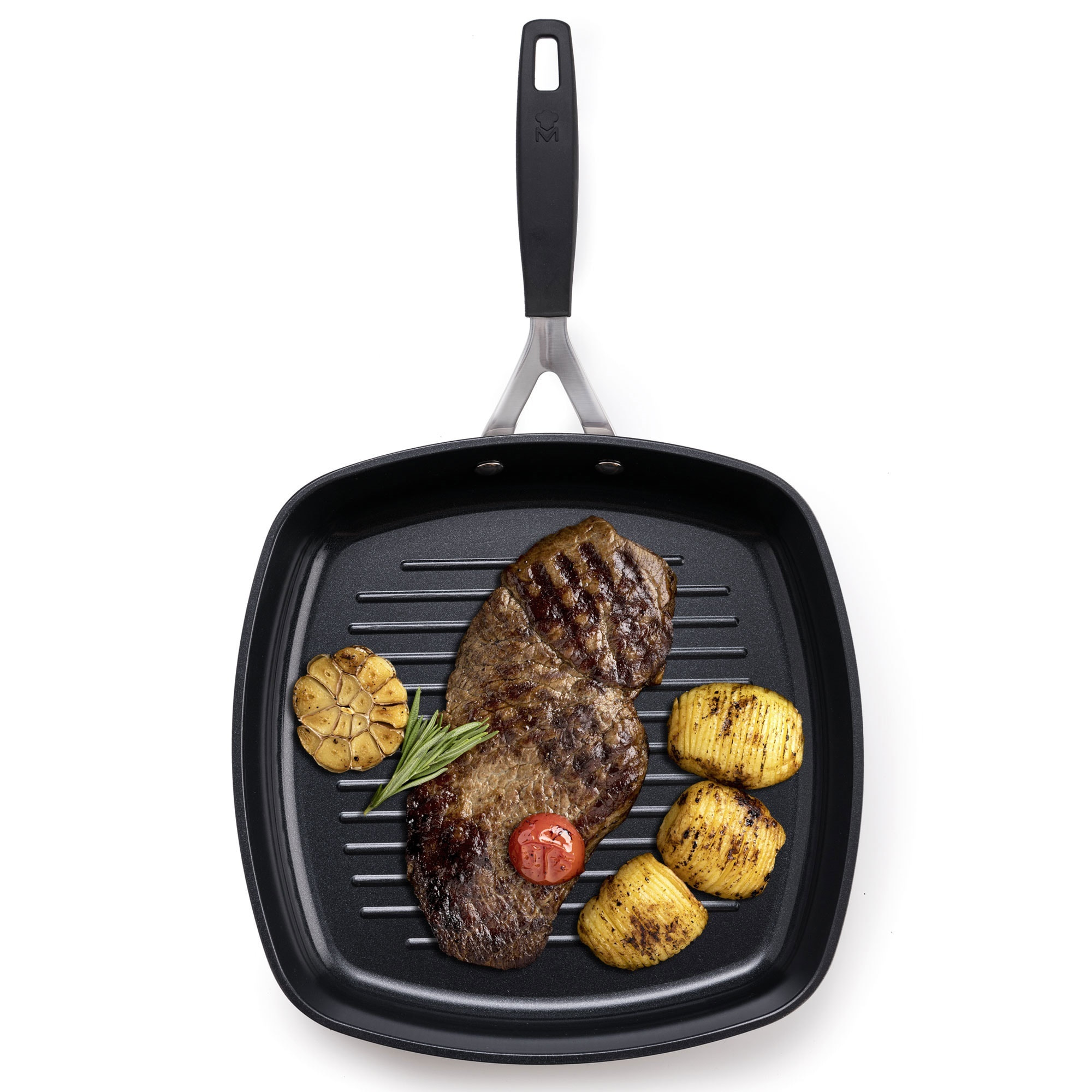 Sarten asador 28x28cm aluminio forjado inducción smart