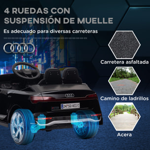 Coche Eléctrico para Niños de +3 Años Audi Q8 etron sportback Carro Eléctrico Infantil con Batería 12V Mando a Distancia Ruedas con Suspensión de Muelles Faros Bocina y Música Negro