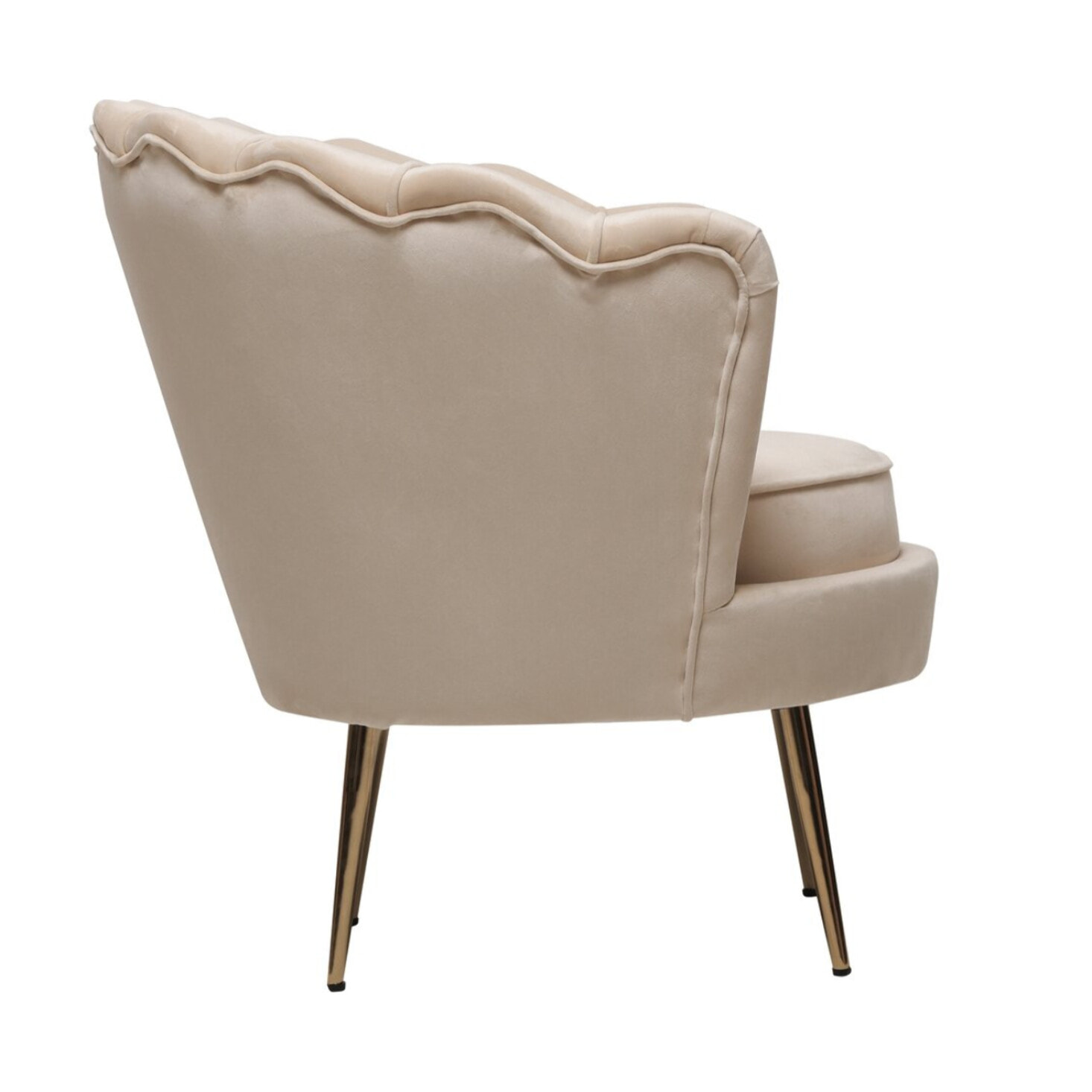 Fauteuil en velours "Floria" - 70 x 73 x 76 cm - Beige