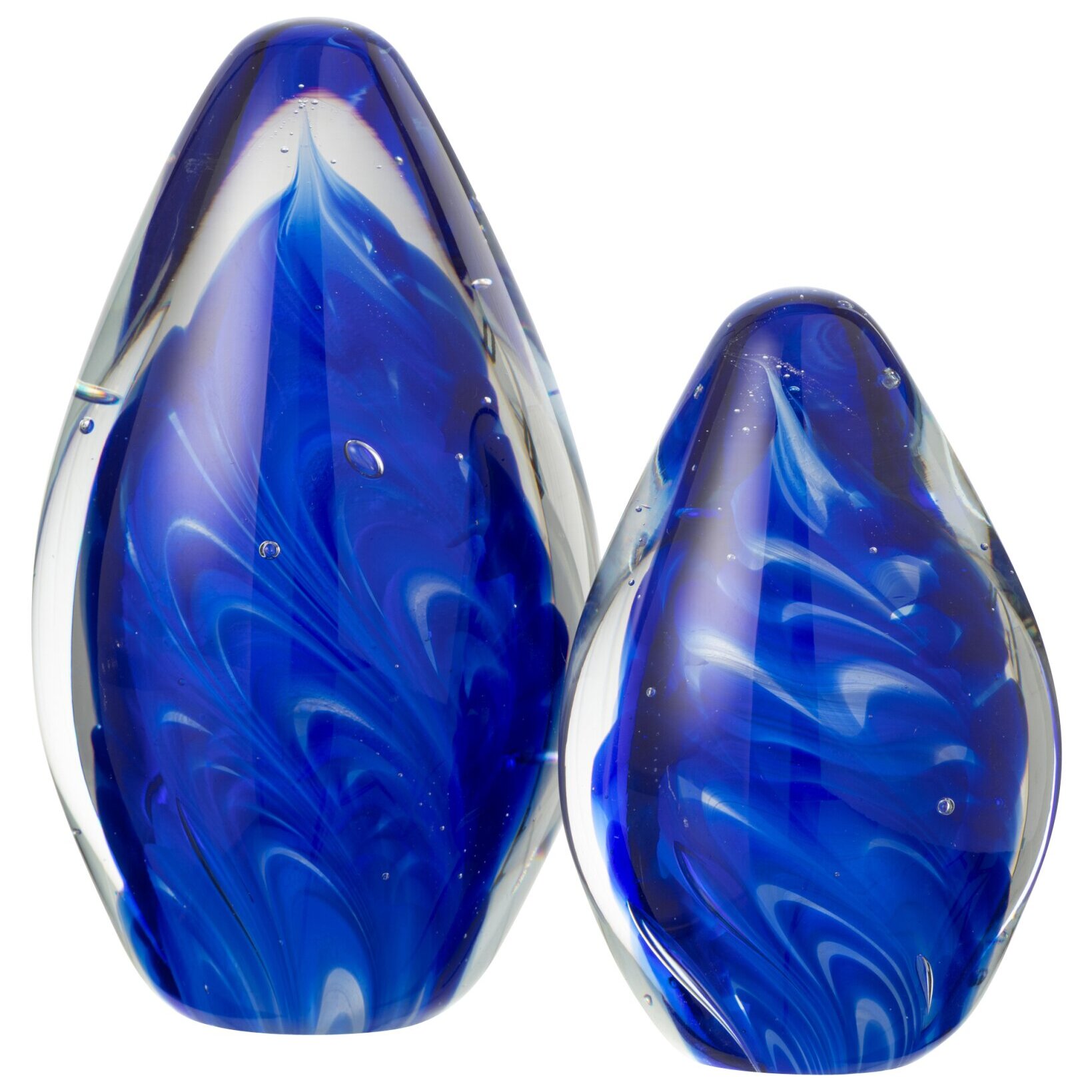 J-Line presse-papier Polypus Oval - verre - transparent/bleu - large
