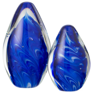 J-Line presse-papier Polypus Oval - verre - transparent/bleu - large