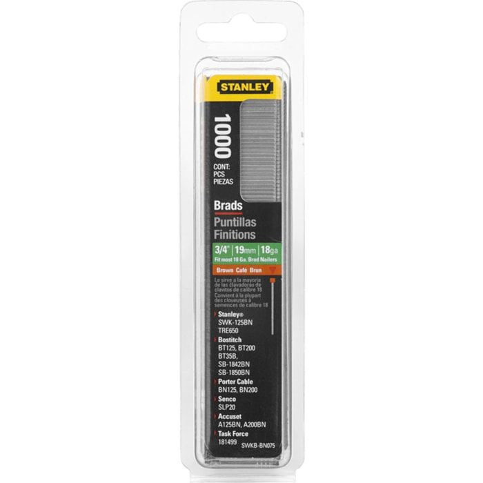 Boîte 1000 clous 18GA 8/300/E/J STANLEY - 3/4 - 20 mm - 1-SWK-BN075T