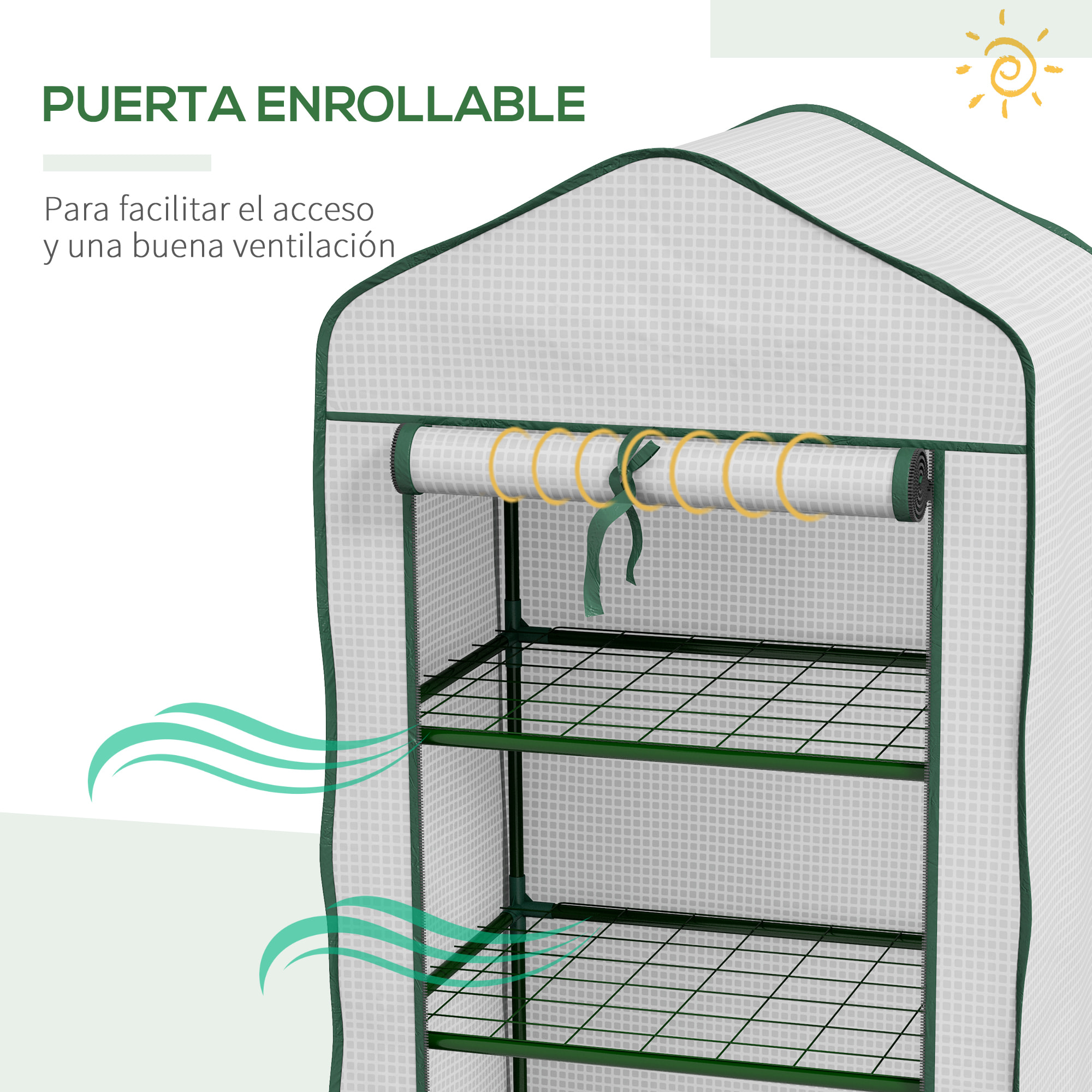 Invernadero de Jardín de 3 Niveles Invernadero de Terraza con 3 Estantes 1 Puerta con Cremallera para Cultivo de Plantas Flores Verduras 59x39x127 cm Blanco