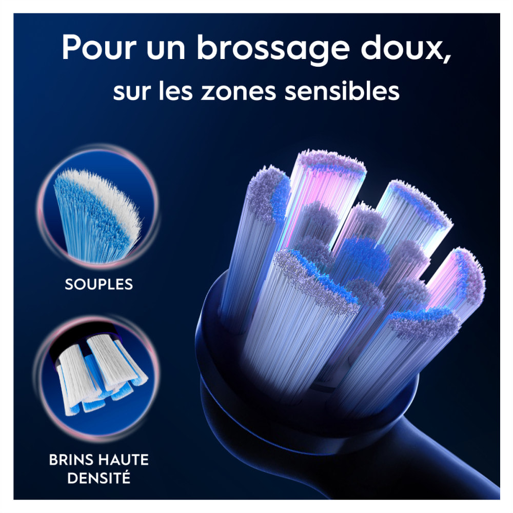 Oral-B Série iO Gentle Care Noir, Brossettes rondes de rechange Authentiques, Convient aux gencives sensibles, 6