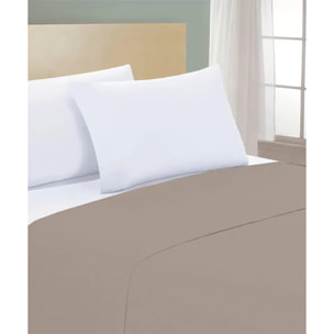Lenzuolo superiore PERCALLE TORTORA tinta unita per letto matrimoniale 100% Percalle di Cotone e Made in Italy