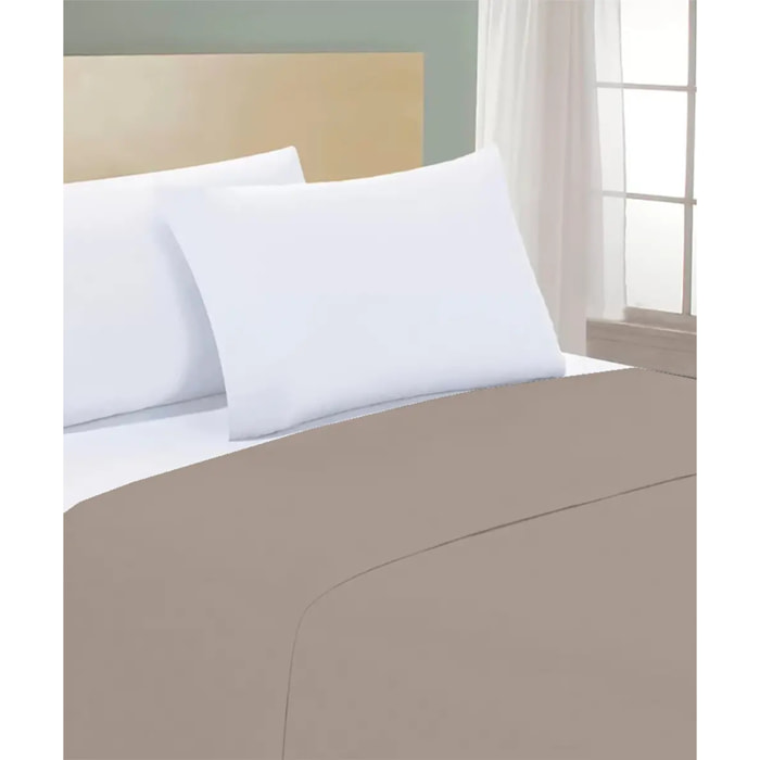 Lenzuolo superiore PERCALLE TORTORA tinta unita per letto matrimoniale 100% Percalle di Cotone e Made in Italy