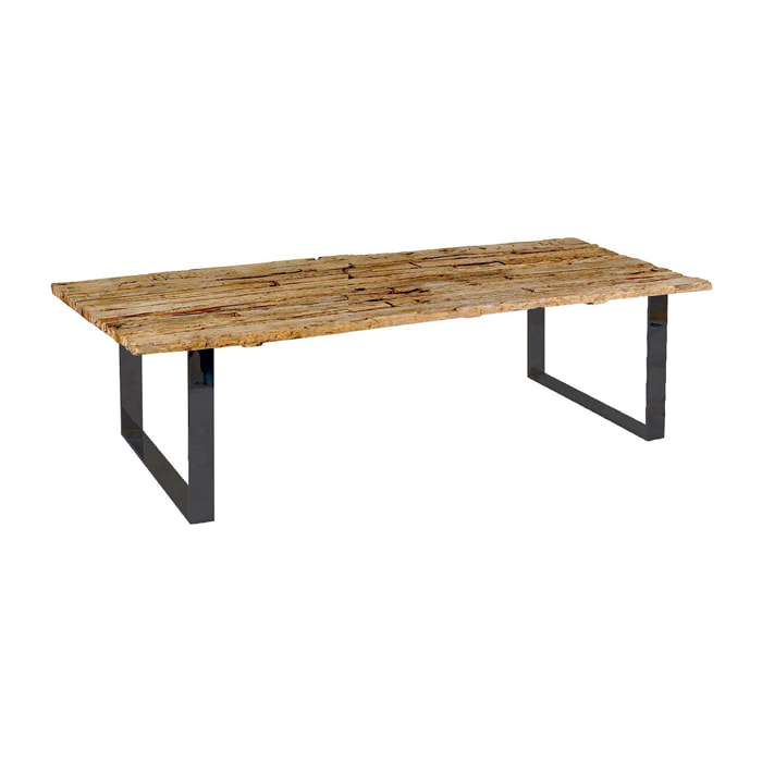 Table en teck recyclé et pieds en métal noir 200cm SARMATY
