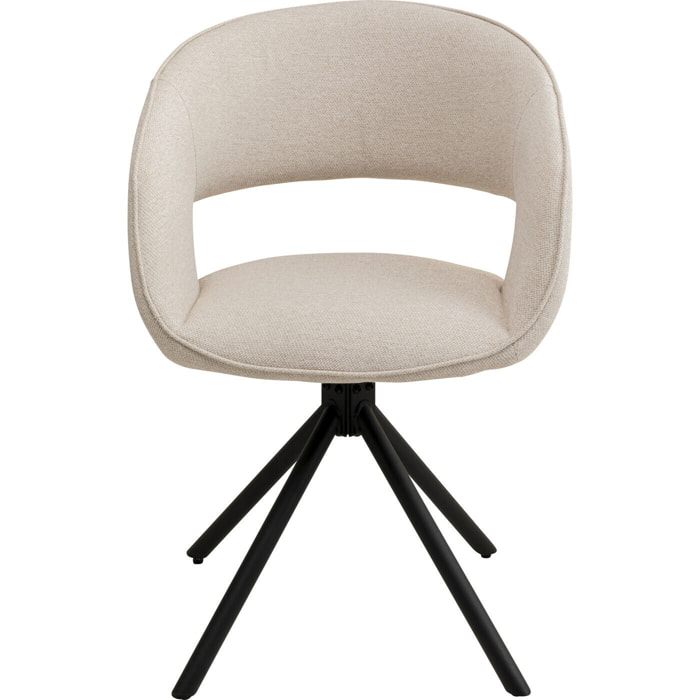 Chaise avec accoudoirs pivotante Gina noire Kare Design