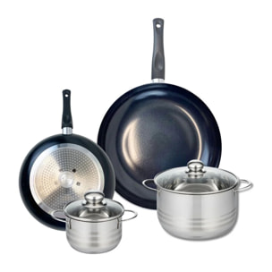 Ensemble de 2 Poêles de cuisson 24 et 32 cm et 2 faitouts 16 et 20 cm Elo Prima Brillant