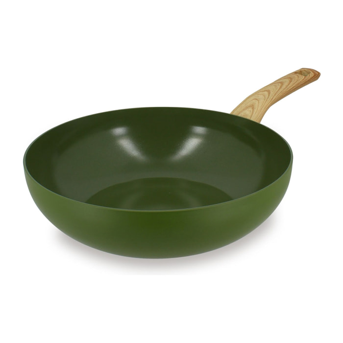 Wok 28cm avec revêtement céramique vert - tous feux COLORAMA