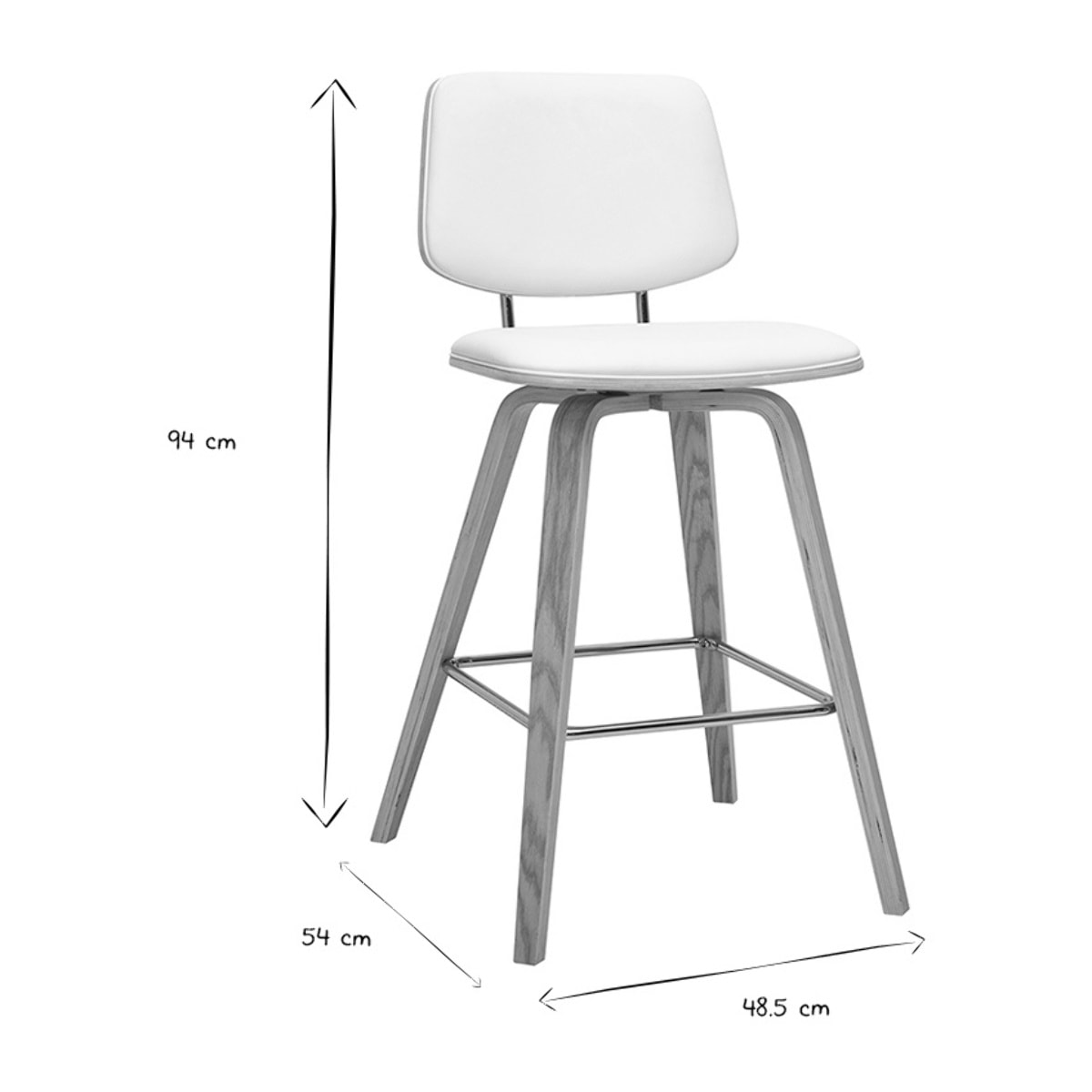 Tabourets de bar blancs et bois clair H66 cm (lot de 2) SEGUR