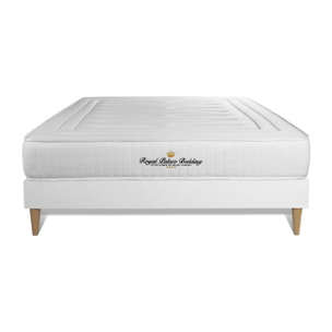 Ensemble matelas LANCASTER ressorts ensachés et mémoire de forme + sommier kit blanc + Sommier tapissier en kit cm d'épaisseur - Matelas à Ressorts ensachés et mémoire de forme de 22cm d'épaisseur