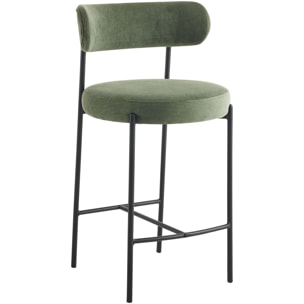 Lot de 2 tabourets de bar en velours côtelé - EVORA