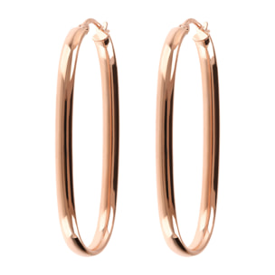 Orecchini Ovali Allungati Large in Argento 925 placcato Oro Rosa 18Kt