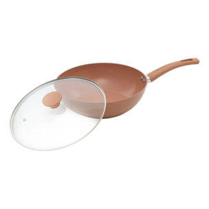 Sauteuse avec couvercle Toscane D.28cm terracotta