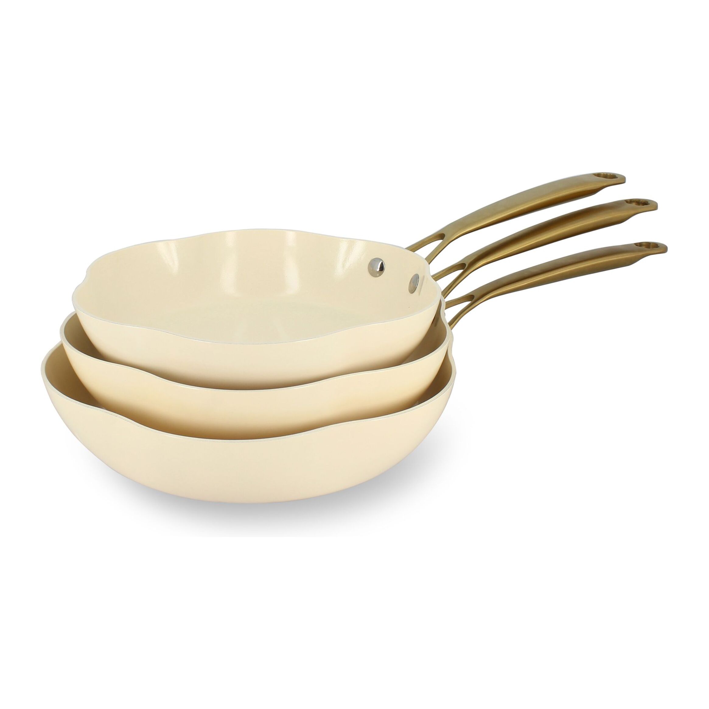 Lot de 3 poêles en aluminium recyclé en forme de fleurs DAHLIA