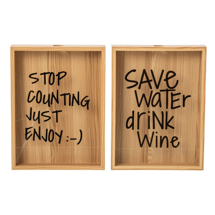 J-Line cadres Wine - MDF - naturel/noir - assortiment de 2