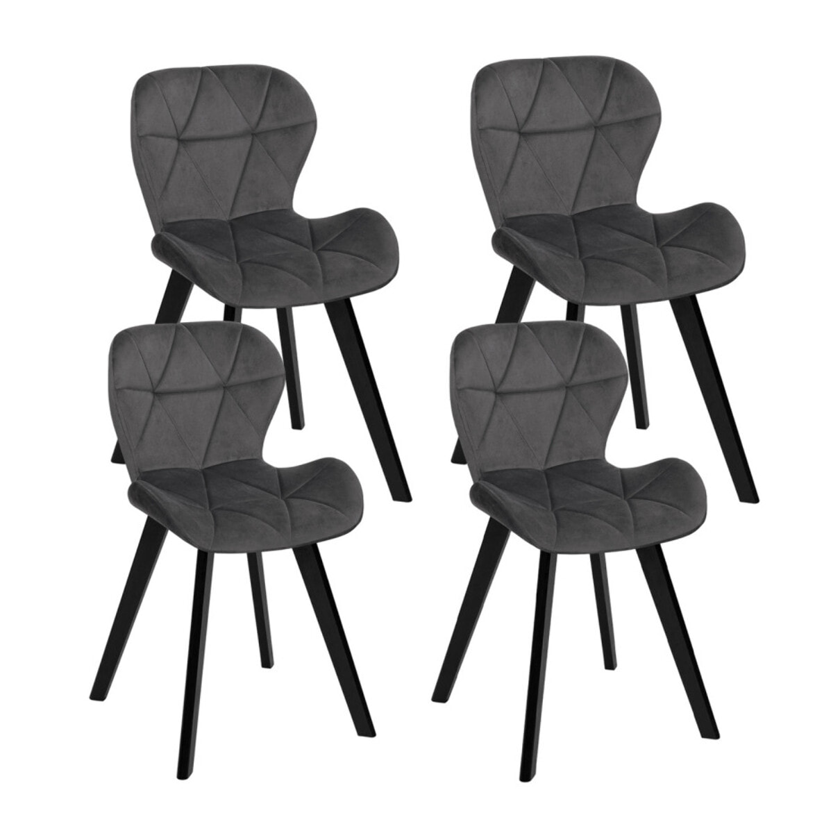 Chaises Daisy en velours et pieds noirs