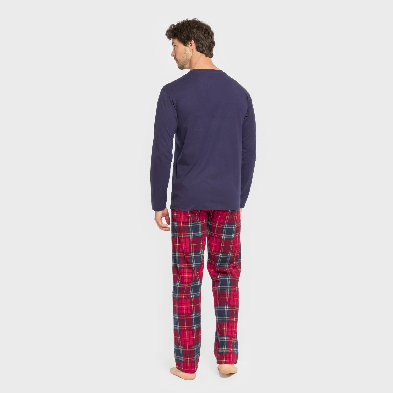 Pijama hombre franela Cuadro Bilbo Azul Marino