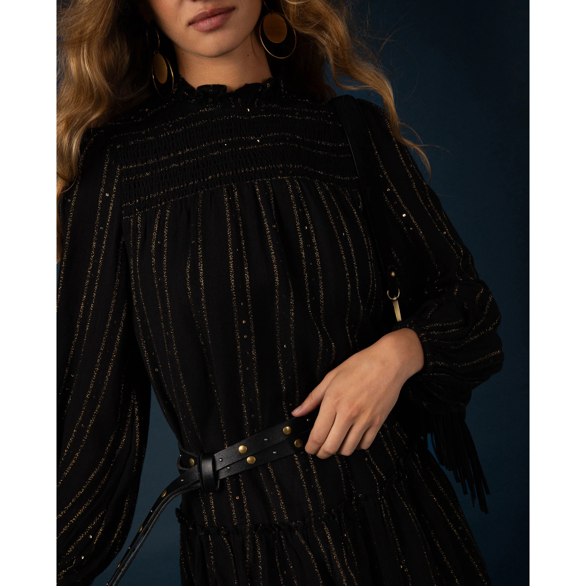 Vestido corto con lúrex de mujer