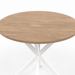 Table à manger ronde Soline Ø80cm bois et blanc