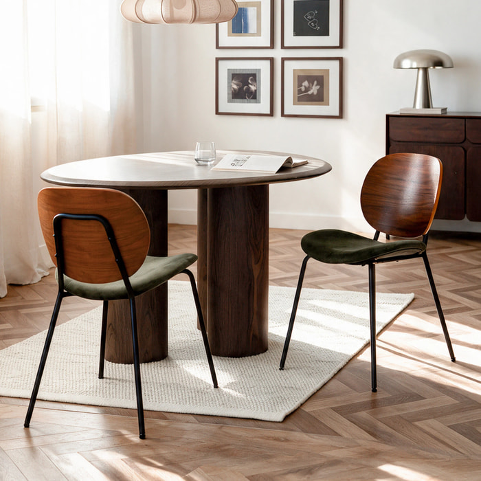Lot de 2 chaises en velours vert kaki - Simone
