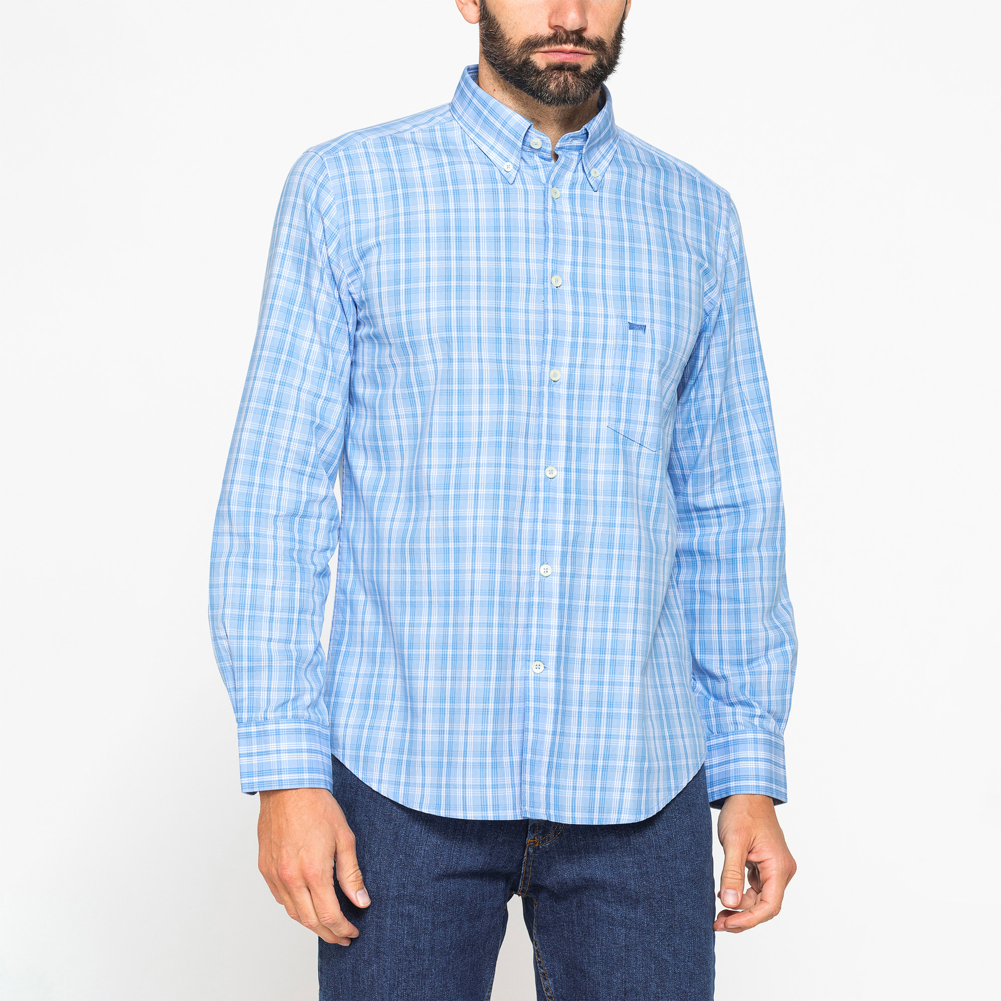 CAMICIA BUTTON-DOWN CON MANICA LUNGA E TASCHINO