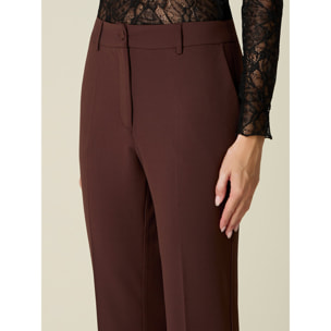 Oltre - Pantalones cropped de tejido crepé - Marrón