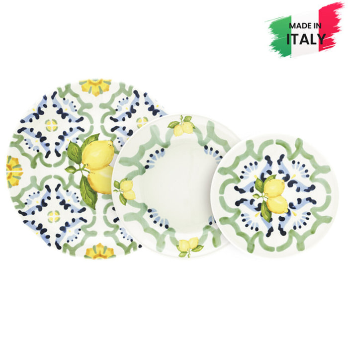 Servizio piatti Amalfi da 18 pezzi in ceramica sottosmalto