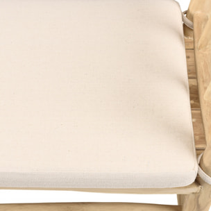 WILL - Banc en branches de teck naturel coussin blanc