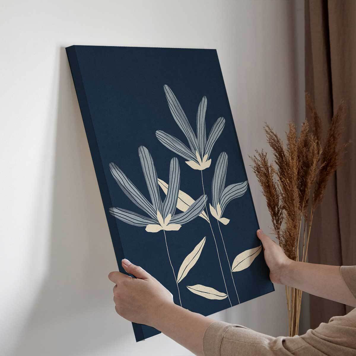Tableau feuille Trois fleurs Toile imprimée
