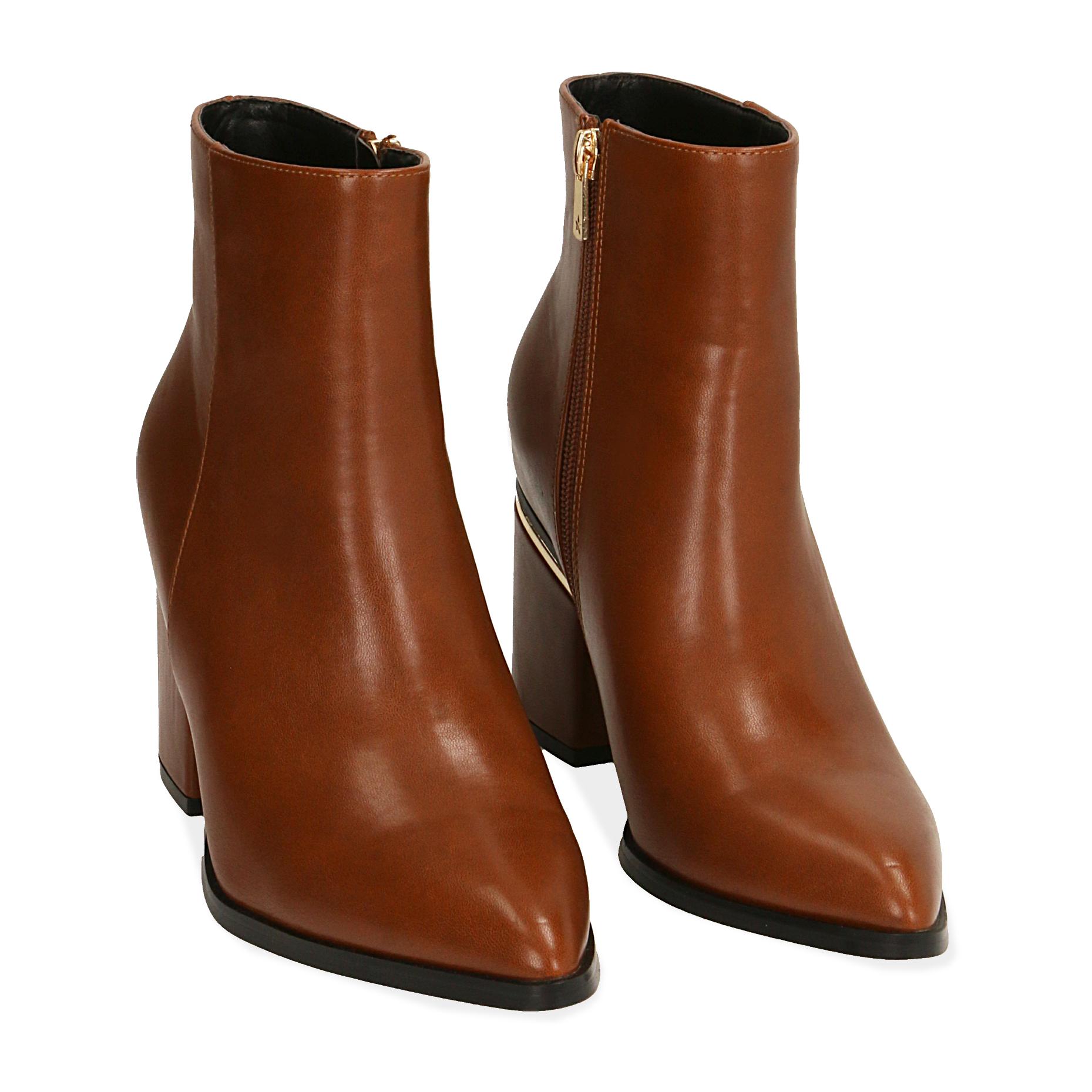 Ankle boots cognac, tacco 7,5 cm