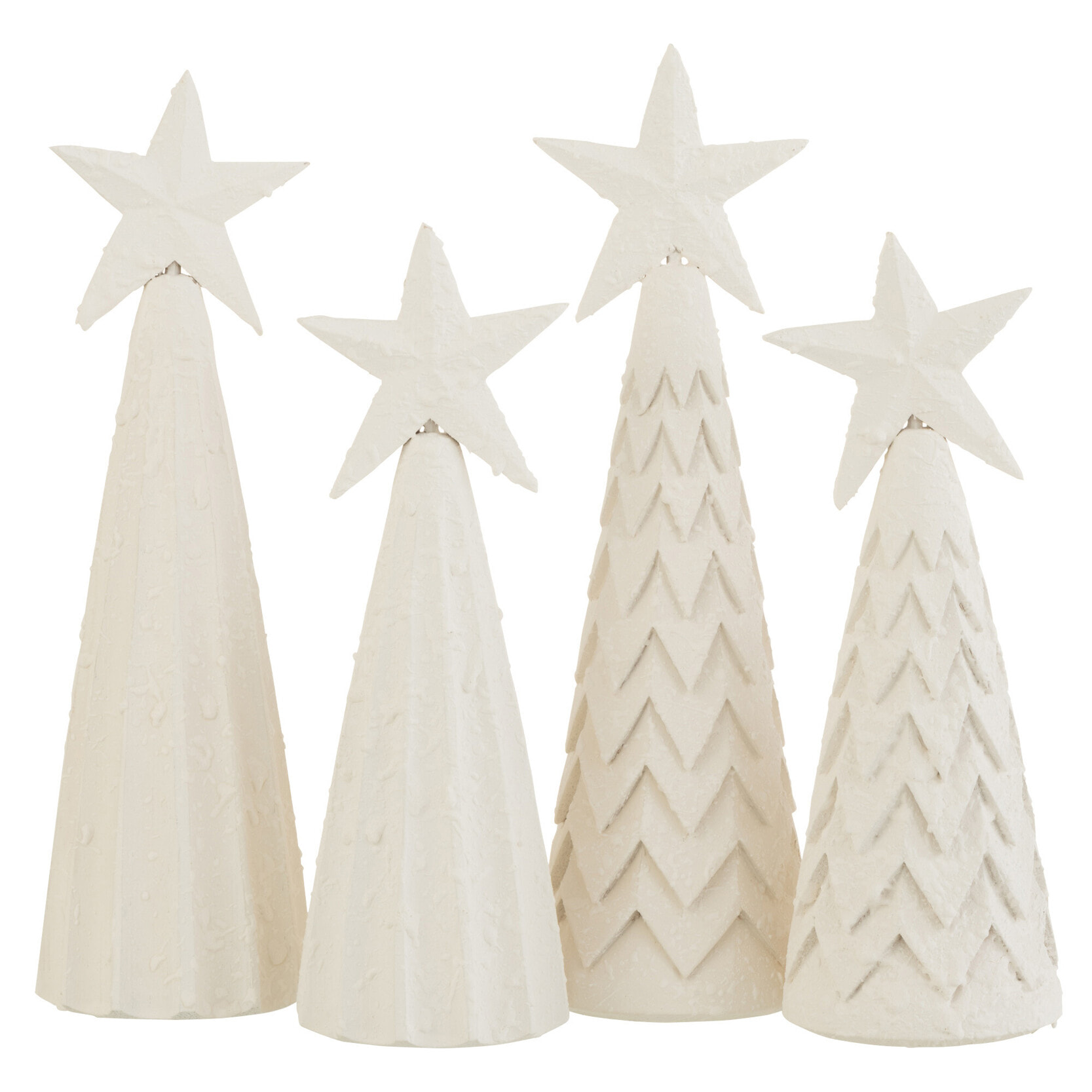 J-Line décoration  Sapin De Noël - bois - blanc - large - 2 pcs