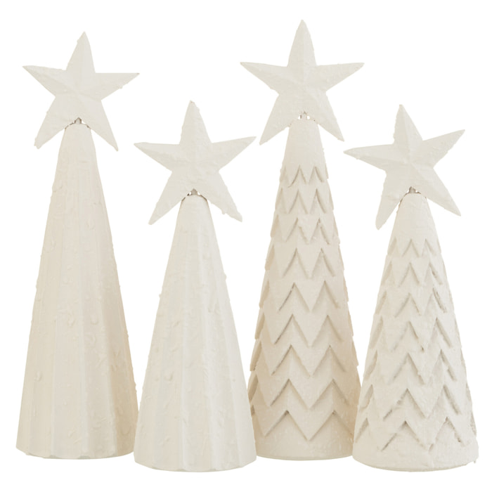 J-Line décoration  Sapin De Noël - bois - blanc - large - 2 pcs