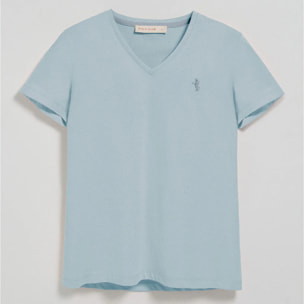 Camiseta azul claro de escote en pico y bordado Rigby Best