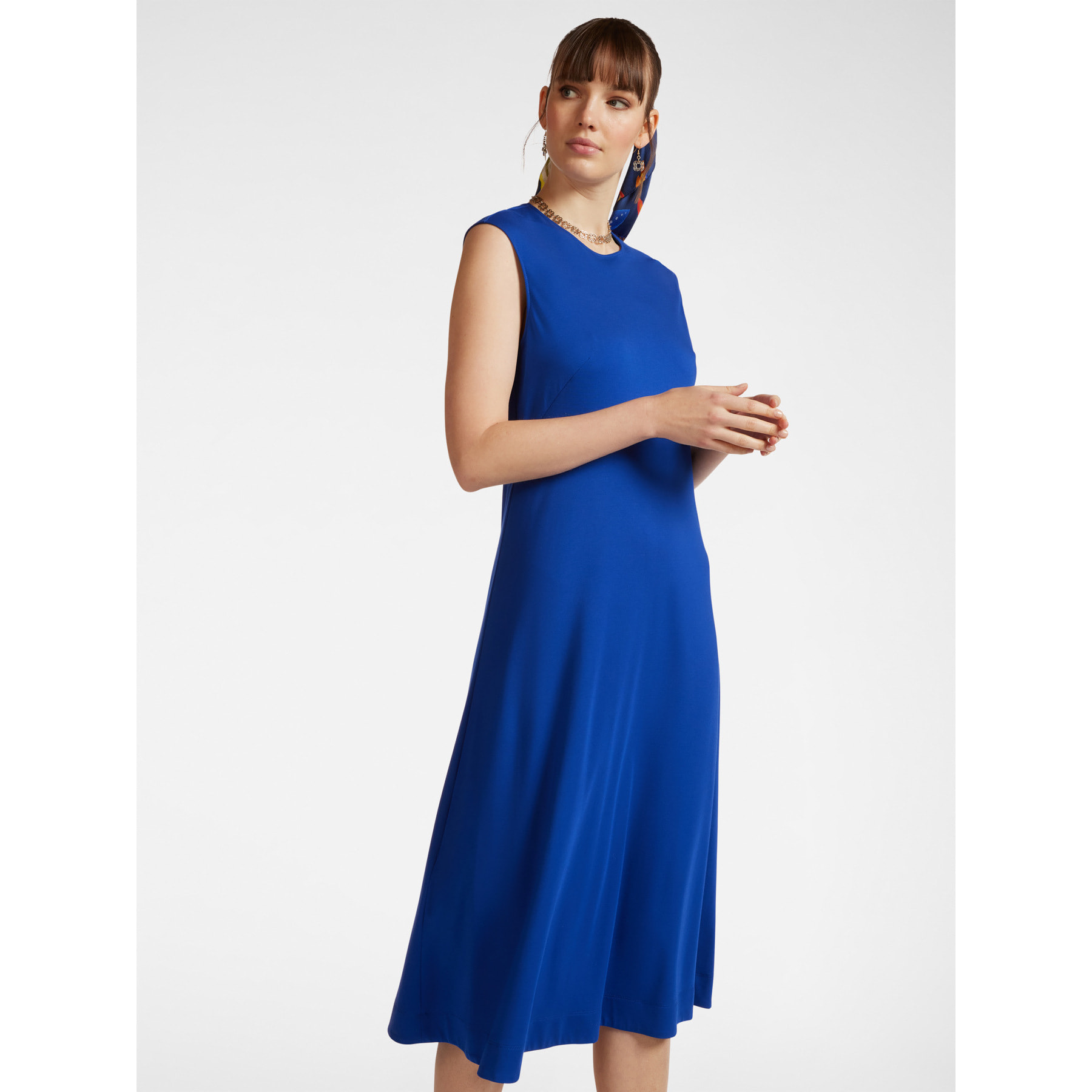 Elena Mirò - Vestido longuette en tejido de punto - Azul aciano