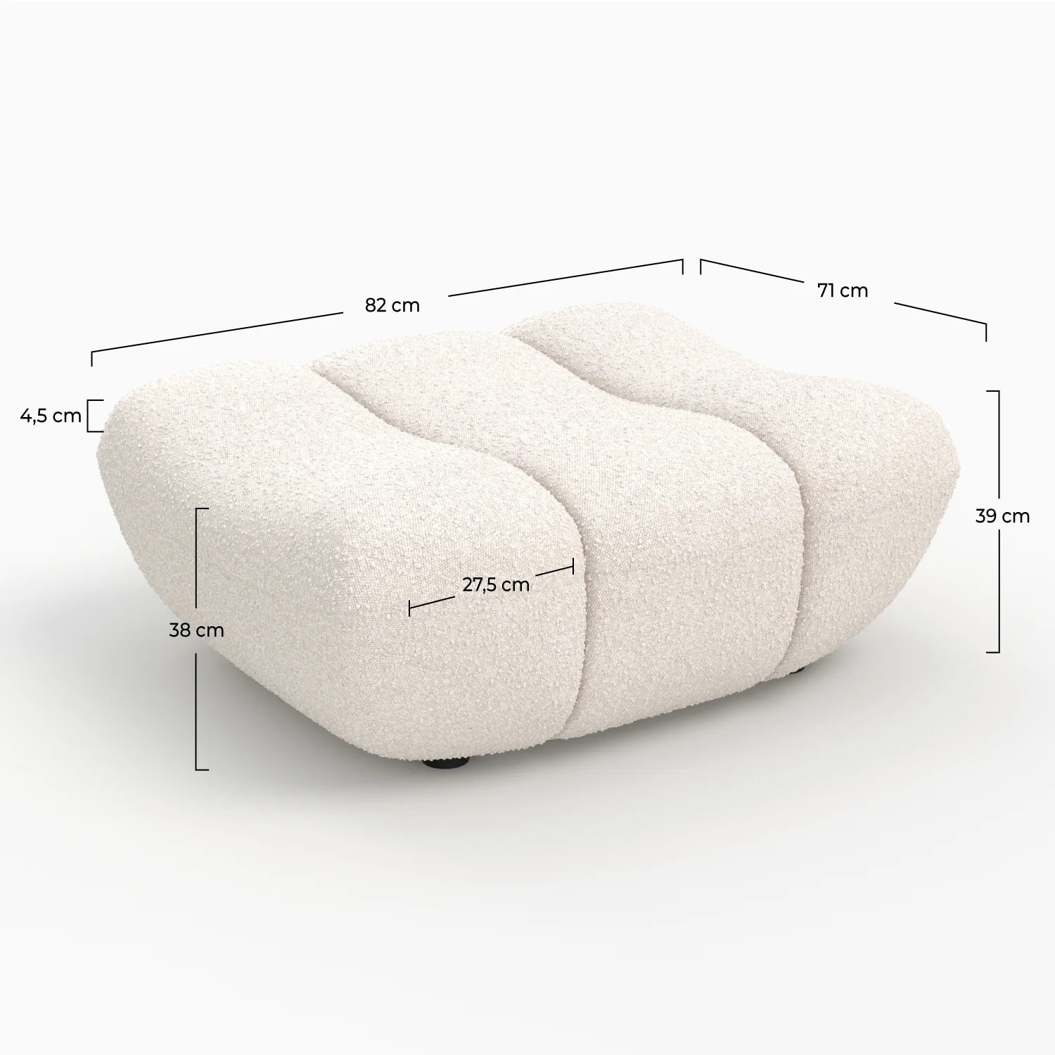 Pouf repose-pieds en tissu bouclé blanc - Teddy