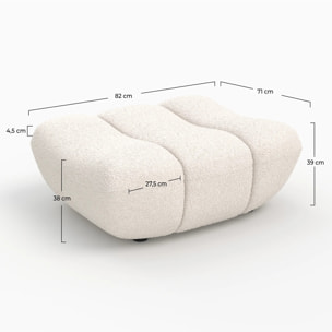 Pouf repose-pieds en tissu bouclé blanc - Teddy