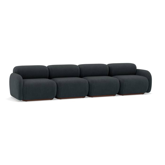 Penelope - canapé droit modulable 4 places en velours texturé - Noir