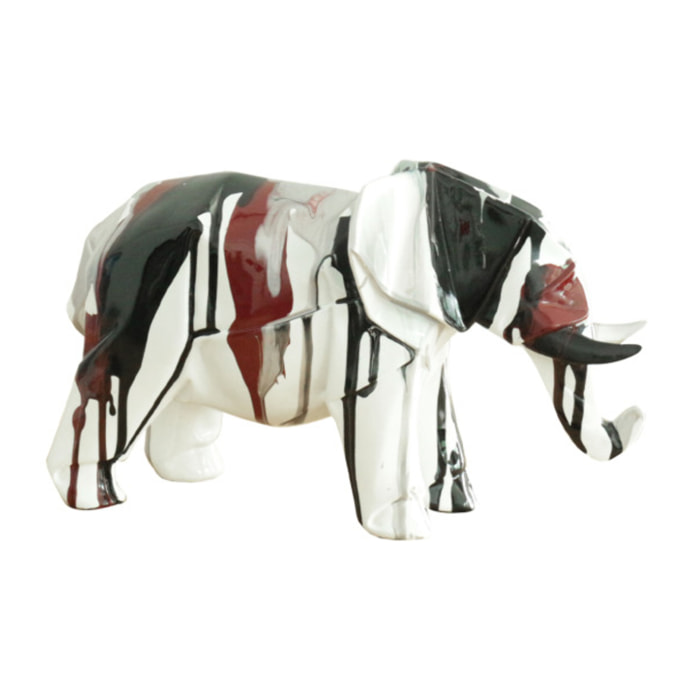 Statuette éléphant en résine noir, argenté, marron H21cm - ELEPH 4