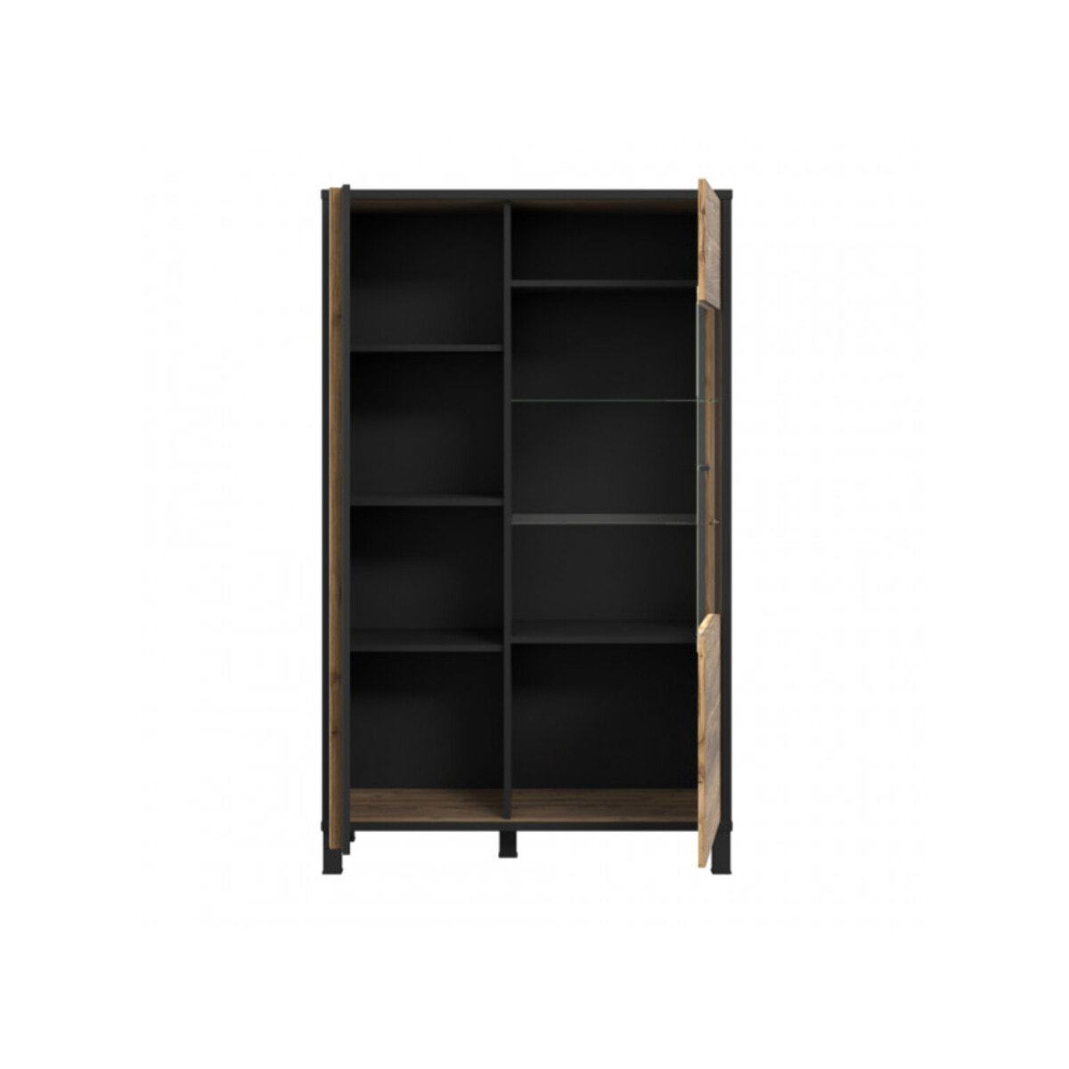 Vitrine H.158 cm en bois effet chêne et noir - YAL