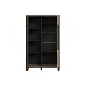 Vitrine H.158 cm en bois effet chêne et noir - YAL