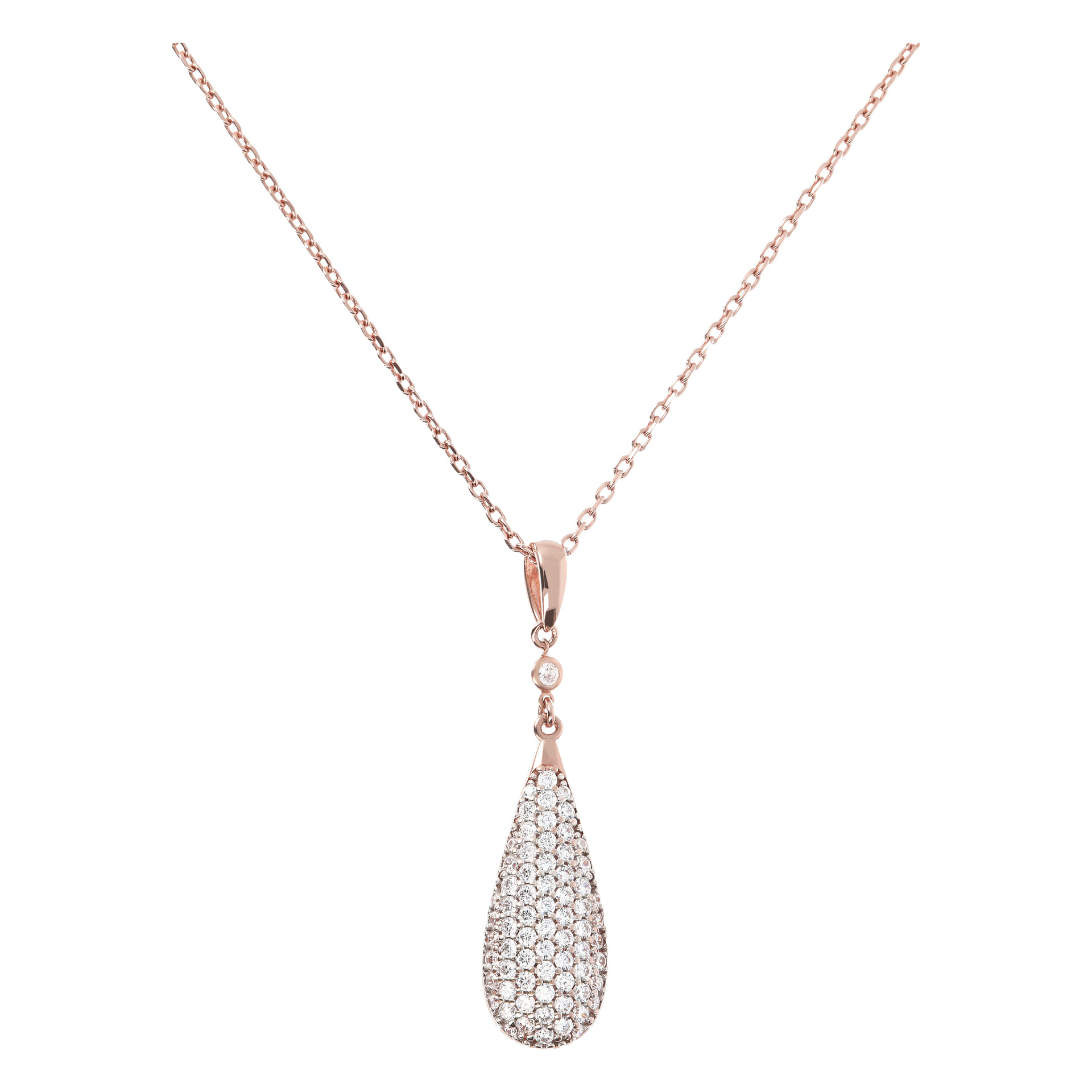 Collana con Pendente a Goccia Pavé in Cubic Zirconia