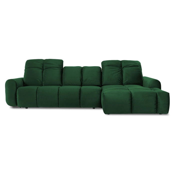 Canapé d'Angle Droit Velours Anacapri, 3 Places, Repose-têtes Ajustables, Style Contemporain