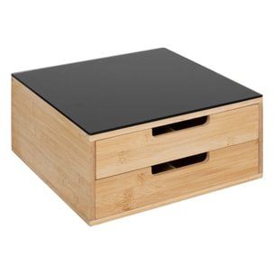 Porte-capsules "BlackBamboo" 2 tiroirs beige